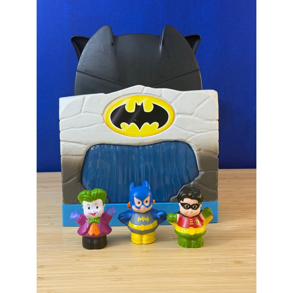 Fisher-Price Little People DC Super Friends Batcave Playset Batgirl Robin Joker